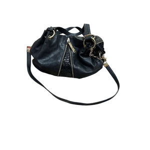 Michael Kors Moxley Black Leather Python Embossed Style Hobo Shoulder Bag